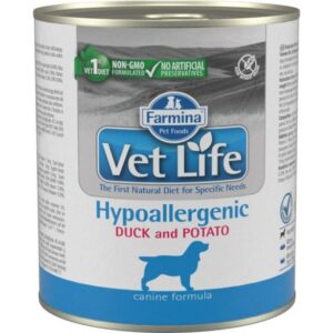 Vet Life Natural Diet Dog Konzerv Hypoallergenic Duck&Potato 300g (táplálékintolerancia)