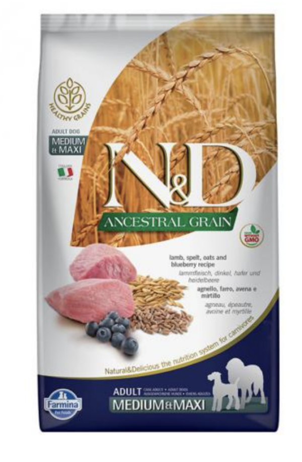 N&D Dog Ancestral Grain bárány, tönköly, zab&áfonya Adult Medium/Maxi