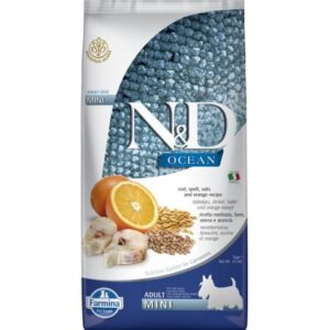 N&D Dog Ocean Tőkehal, Tönköly, Zab & Narancs Adult Mini