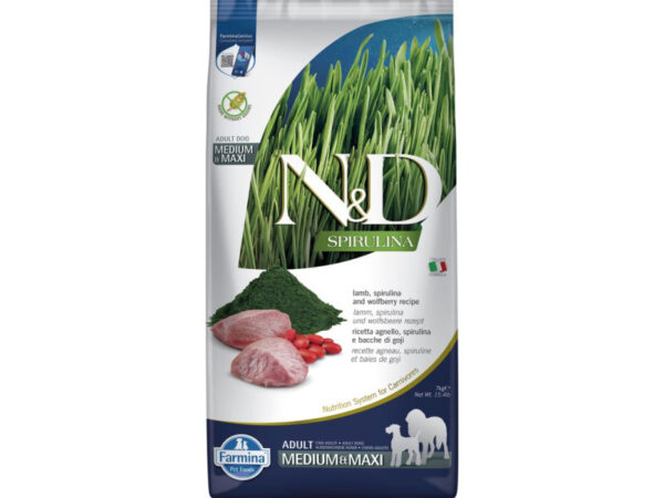 N&D Spirulina Dog bárány adult medium/maxi 7kg