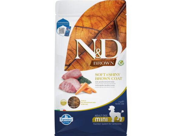 N&D Brown Dog bárány, spirulina&sárgarépa adult mini 2kg