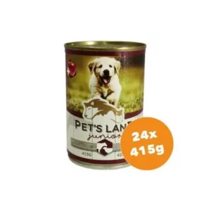 Pet s Land Dog Junior Konzerv Marhamáj-Bárányhús Almával 24x415g