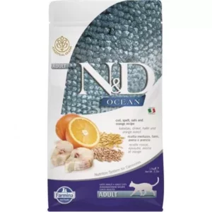 N&D Cat Ocean tőkehal, tönköly, zab & narancs Adult