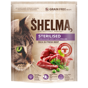 Shelma Száraz Steril Macskaeledel, Grain free 750g, Marha