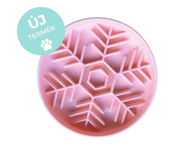 Slow Buddy – Snowflake – evéslassító és habzsolásgátló tál - púder rózsaszín