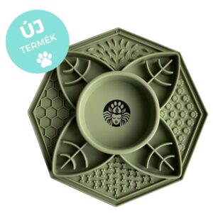Slow Buddy – Mandala – evéslassító és habzsolásgátló tál - khakizöld