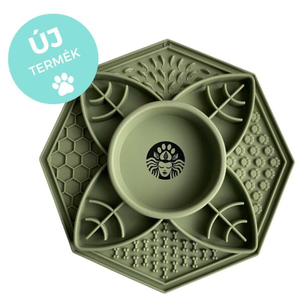 Slow Buddy – Mandala – evéslassító és habzsolásgátló tál - khakizöld