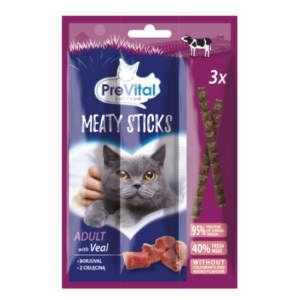 PreVital Snack Meaty Stick jutalomfalat felnőtt macskák számára Borjú ízben 3x5g