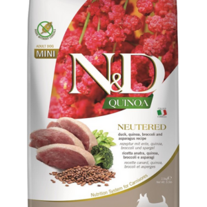 N&D Quinoa Dog Kacsa,brokkoli&spárga neutered adult mini