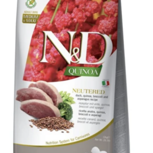 N&D Quinoa Dog Kacsa,brokkoli&spárga adult neutered medium&maxi 12kg