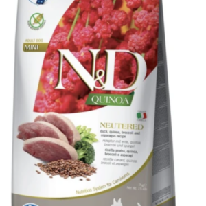 N&D Quinoa Dog Kacsa,brokkoli&spárga Neutered Adult Mini 7kg