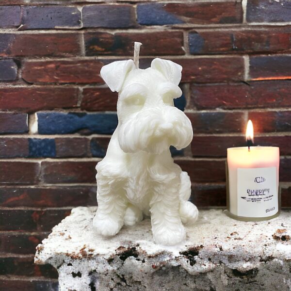 Schnauzer kutya- kézzel készült szójagyertya 7x6,5x11cm
