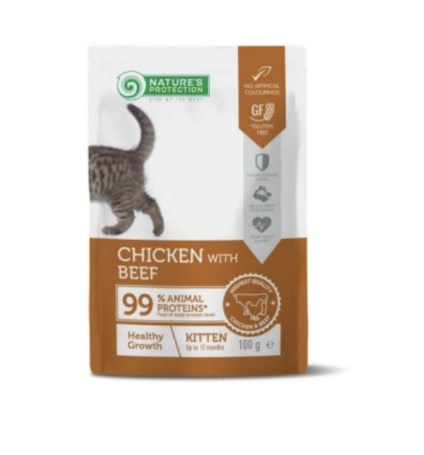 Natures Protection Kitten Cat Healthy Growth Chicken & Beef 100g