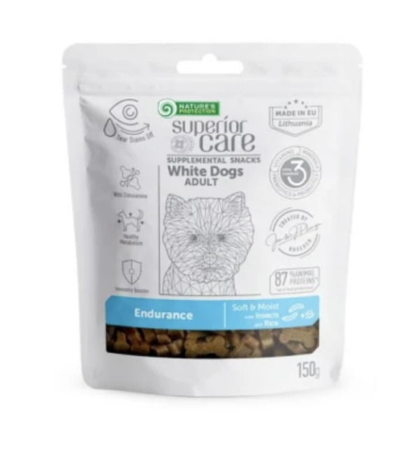 Natures Protection SC White Dog GF Adult Endurance Insects&rice snack 150g