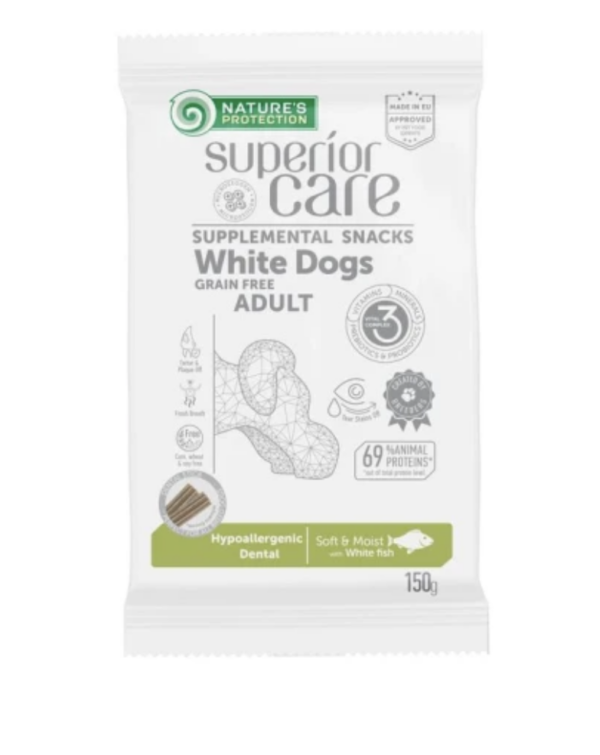 Natures Protection SC White Dog GF Adult Hipoallergenic Dental White Fish Snack 110g