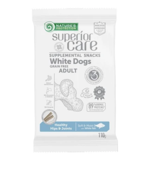 Natures Protection SC White Dog GF Adult Hips&joint White fish Snack 110g
